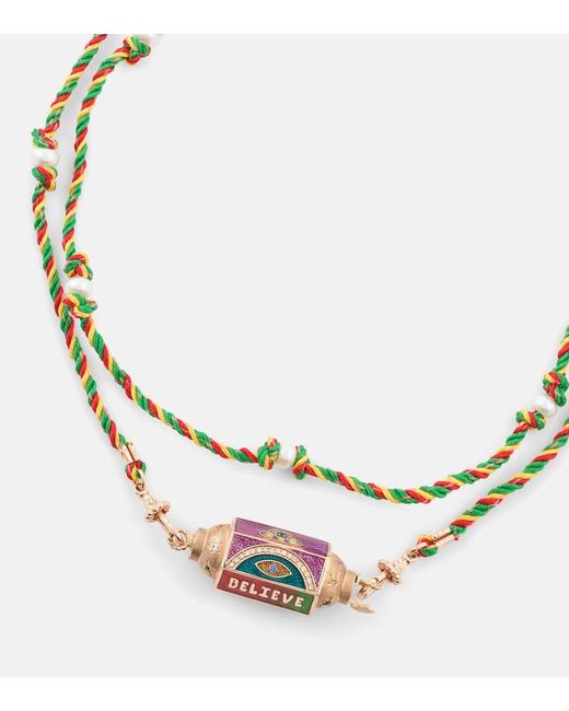 Marie Lichtenberg Metallic Halskette Believe mit 18kt Rosegold, Emaille und Edelsteinen