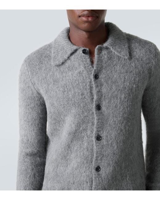 Dries Van Noten Gray Alpaca And Wool-Blend Cardigan for men