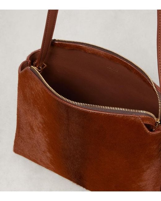 Khaite Brown Lina Medium Calf Hair Crossbody Bag