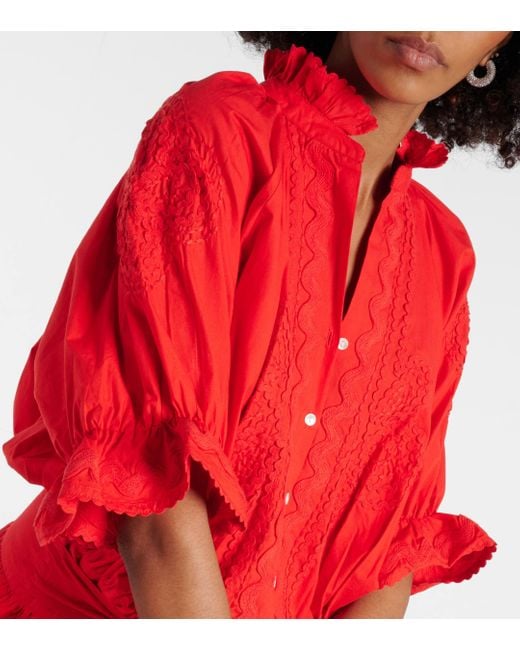 Robe chemise en coton Juliet Dunn en coloris Red