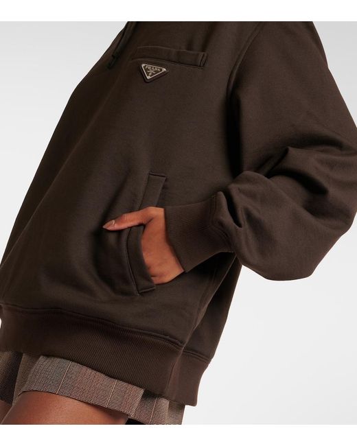 Sudadera Con Capucha De Algodon Prada de color Black