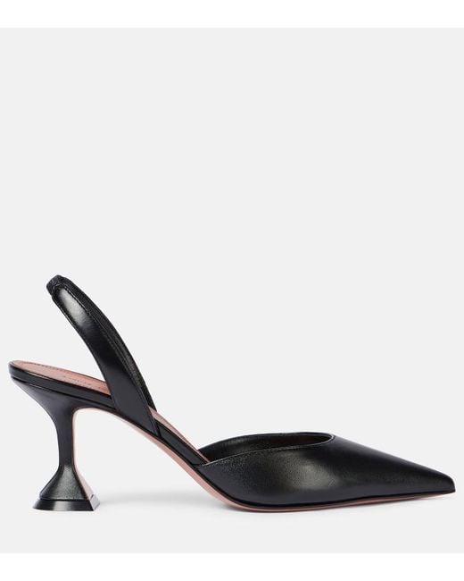 AMINA MUADDI Black Holli 70 Leather Slingback Pumps