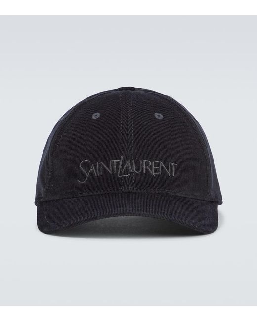 Cappello da baseball in velluto a coste di Saint Laurent in Black da Uomo