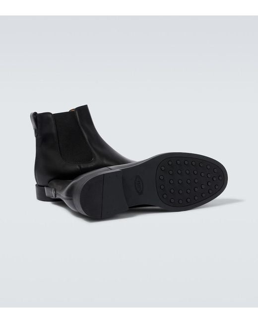 Tod's Black Leather Chelsea Boots for men
