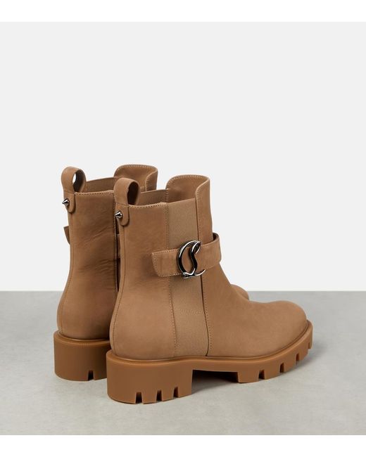 Christian Louboutin Brown Cl Chelsea Suede Ankle Boots