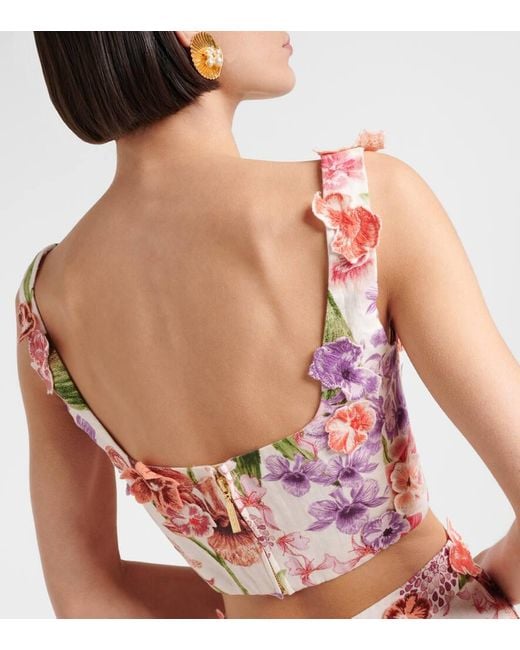 Agua Bendita Pink Cropped-Top Amanda Aus Leinen