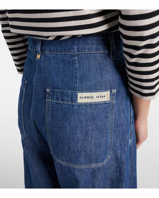 Max Mara Blue High-Rise Wide-Leg Jeans Paul