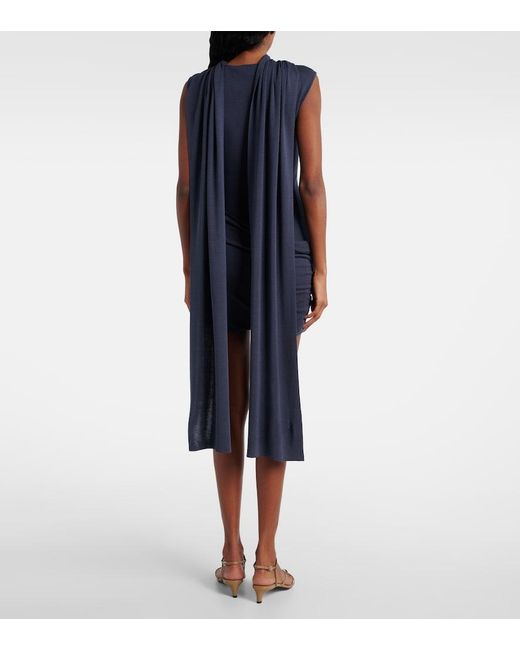 AYA MUSE Blue Solar Scarf-Detail Silk-Blend Minidress