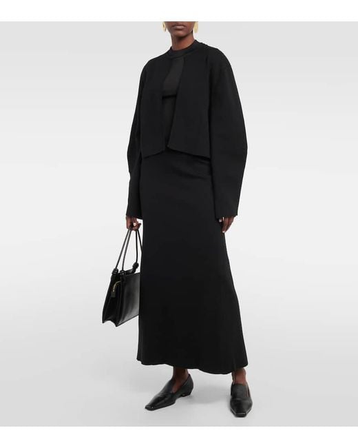 FFORME Black Isabella Wool And Cotton Maxi Skirt