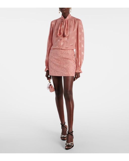 Dolce & Gabbana Pink Dg Silk Satin Blouse