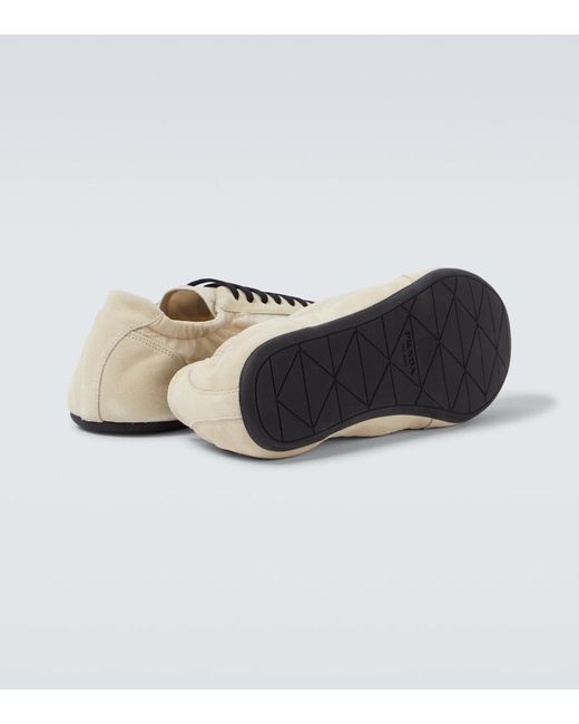Prada White Collapse Re-Nylon And Suede Sneakers for men