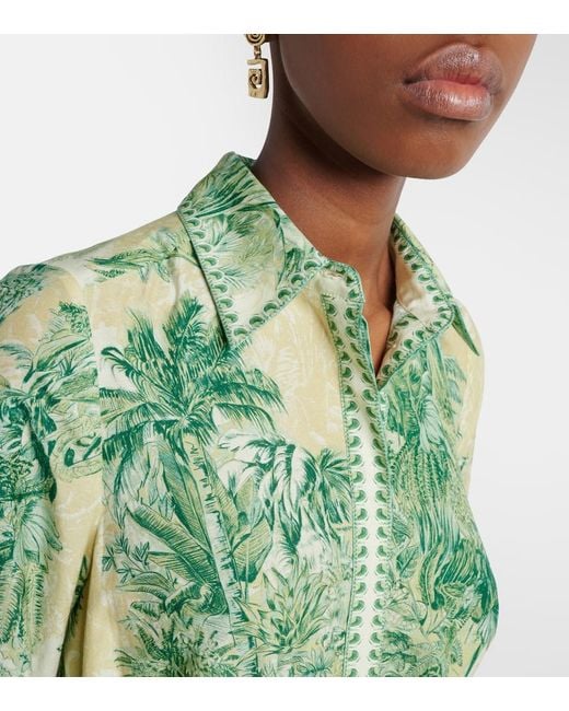 ALÉMAIS Green Sara Printed Cotton And Silk Shirt Dress