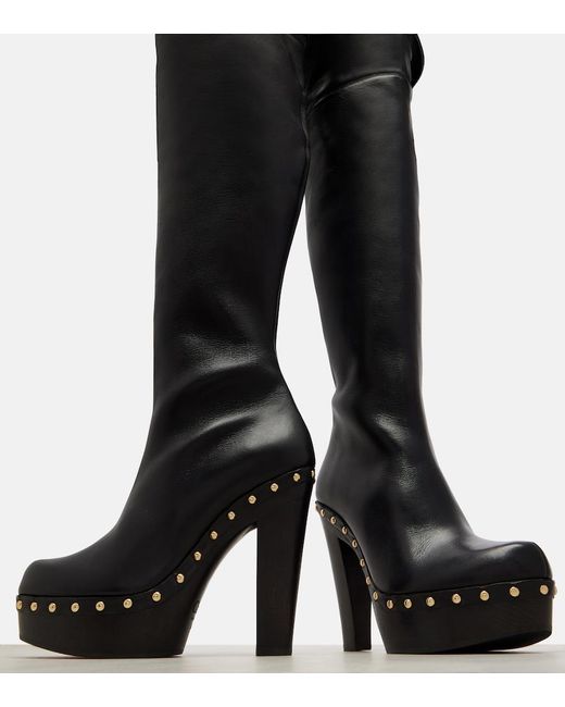 Chloé Black Lola Studded Leather Over-The-Knee Boots