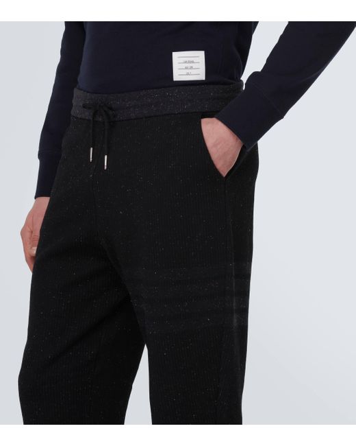 Thom Browne Black 4-bar Cotton And Silk Sweatpants for men
