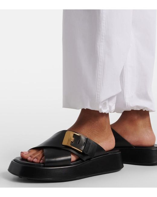 Tod's Black Leather Slides