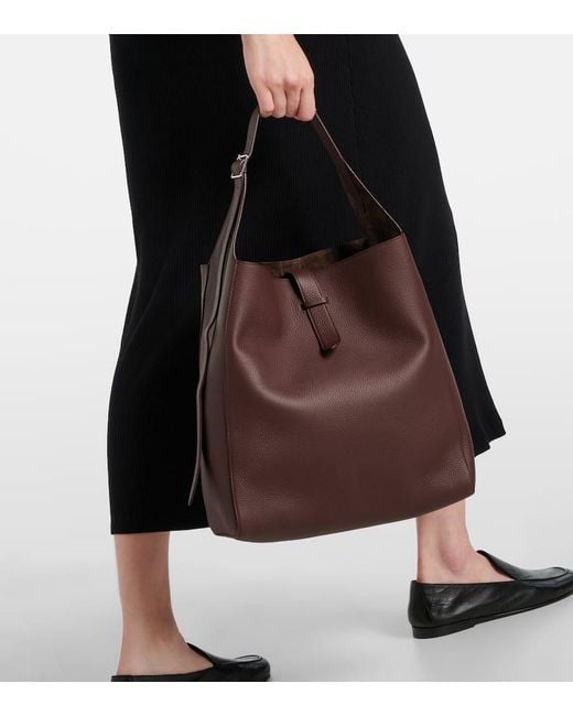 The Row Blake Leather Shoulder Bag in Brown | Lyst