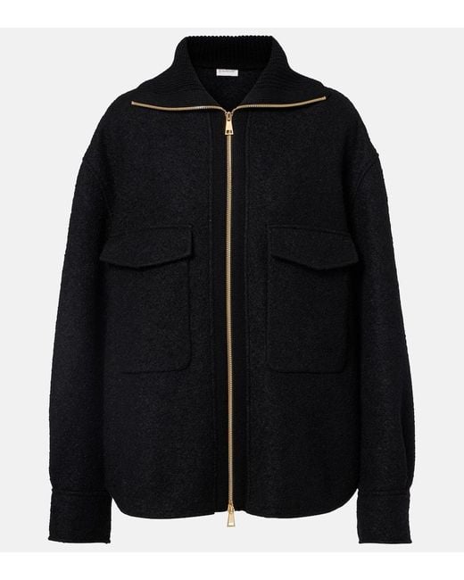 Moncler Black Boucle Wool-Blend Overshirt