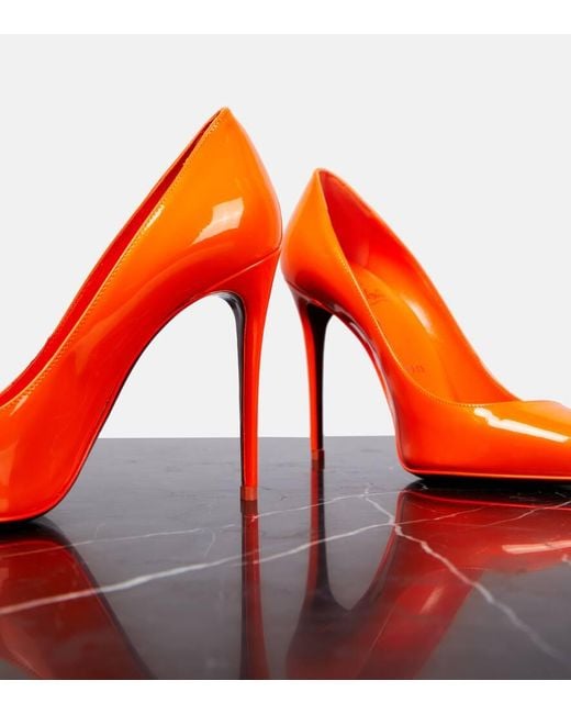 Escarpins Kate 100 En Cuir Verni Christian Louboutin en coloris Orange
