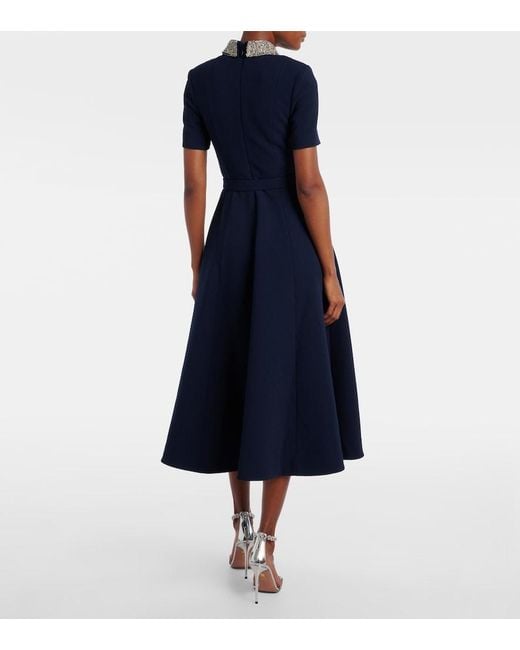 Rebecca Vallance Blue Xena Embellished Crepe Midi Dress