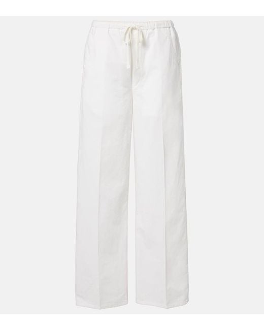 Citizens of Humanity White Aurora Cotton And Linen Wide-Leg Pants