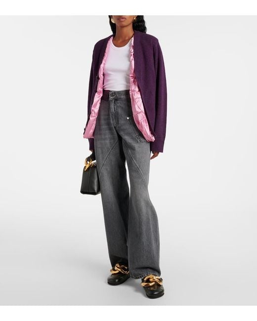 J.W. Anderson Purple Cardigan Aus Wolle Und Satin
