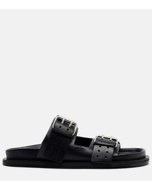 A.Emery Black Leon Leather Slides