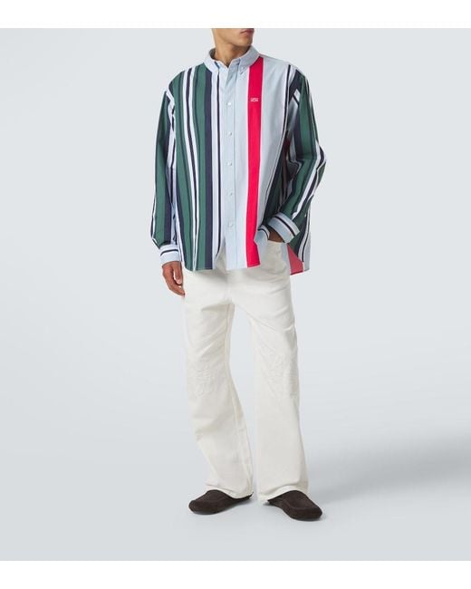 Loewe Blue Double L Striped Cotton Twill Shirt for men