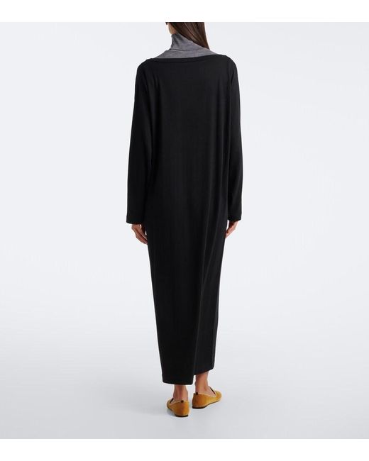 Extreme Cashmere Black N°503 Pillar Cotton And Cashmere Maxi Dress