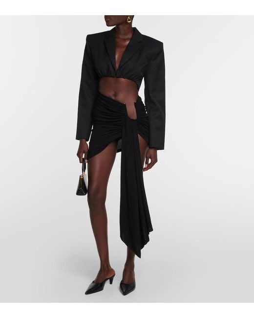 Christopher Esber Black Arched Palm Sash Miniskirt
