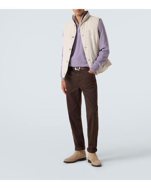 Brunello Cucinelli Natural Suede Down Vest for men