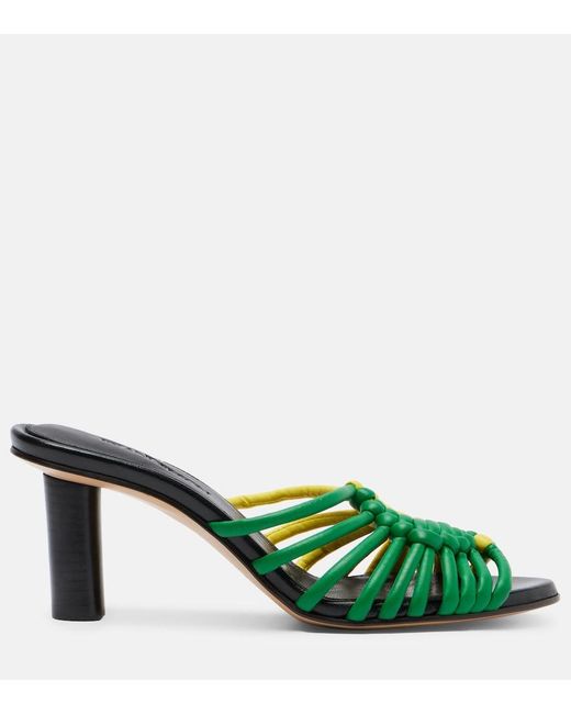 J.W. Anderson Green Plot Woven Leather Mules