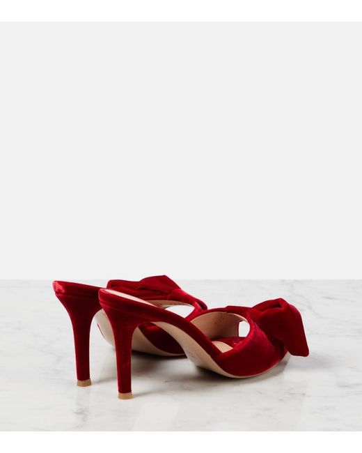 Gianvito Rossi Red 85 Bow-Detail Velvet Mules