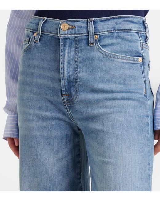7 For All Mankind Blue Modern Dojo Wide-Leg Jeans