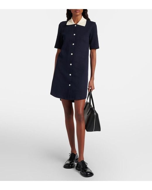 Thom Browne Blue Short Sleeve Cotton Polo Mini Dress
