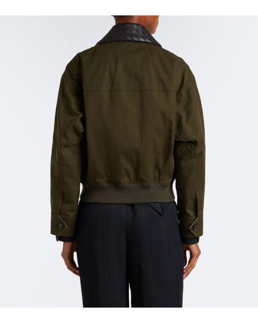 Bottega Veneta Green Intrecciato Cotton Blouson Jacket