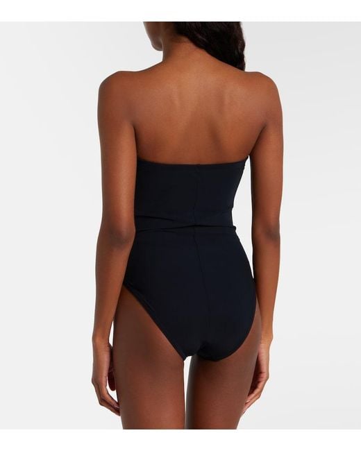 Karla Colletto Black Tess Floral-Applique Swimsuit