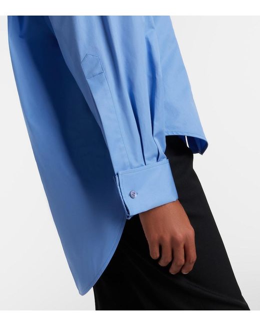 Balenciaga Blue Asymmetric Cotton Poplin Shirt