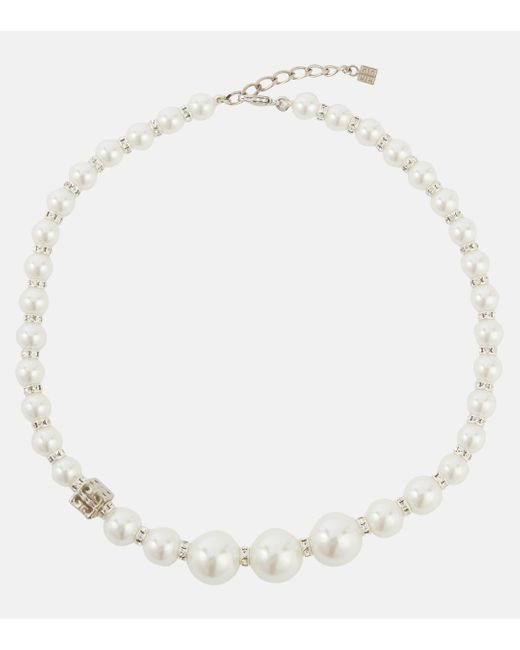 Givenchy White Swarovski®-embellished Faux Pearl Necklace