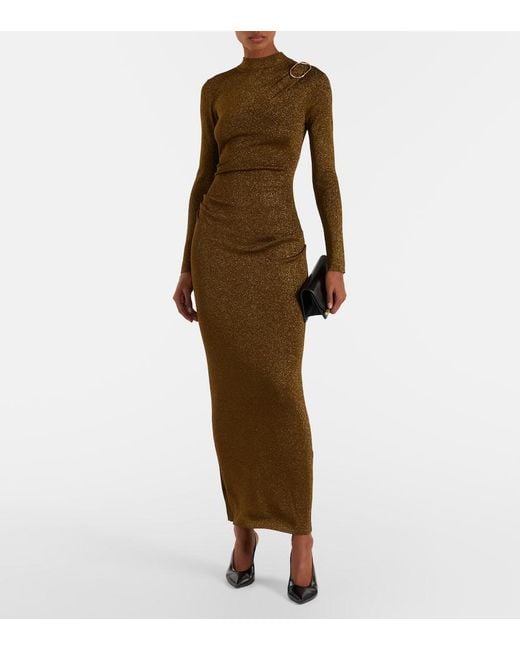 Roland Mouret Brown Knitted Lame Maxi Dress