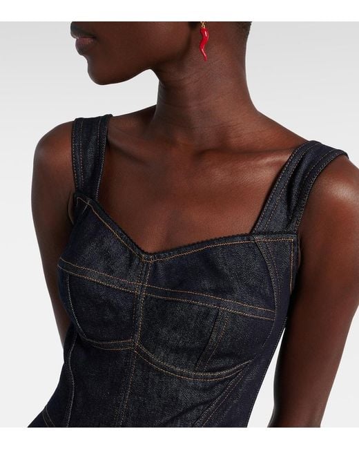 Dolce & Gabbana Blue Denim Dress With Straps