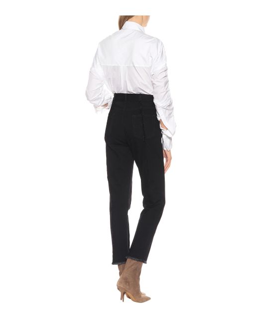 high rise straight jeans black