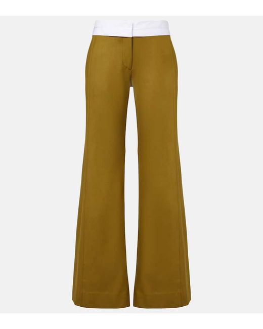 Victoria Beckham Green Gerade High-Rise-Hose
