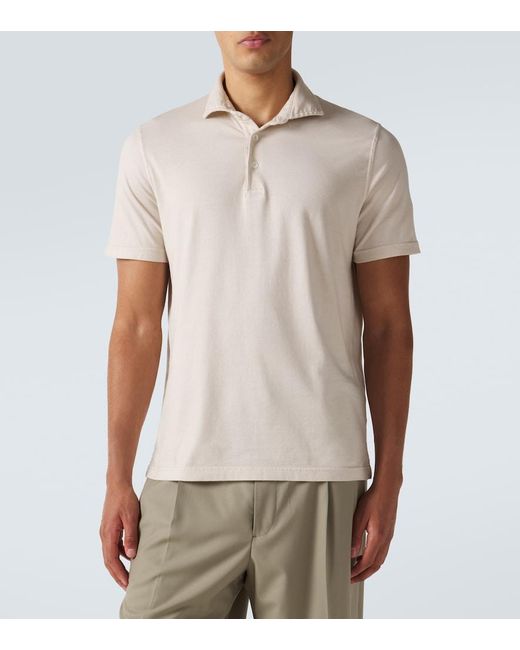 Fedeli Natural Cotton Jersey Polo Shirt for men