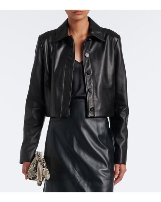 Vince Black Cropped Leather Jacket