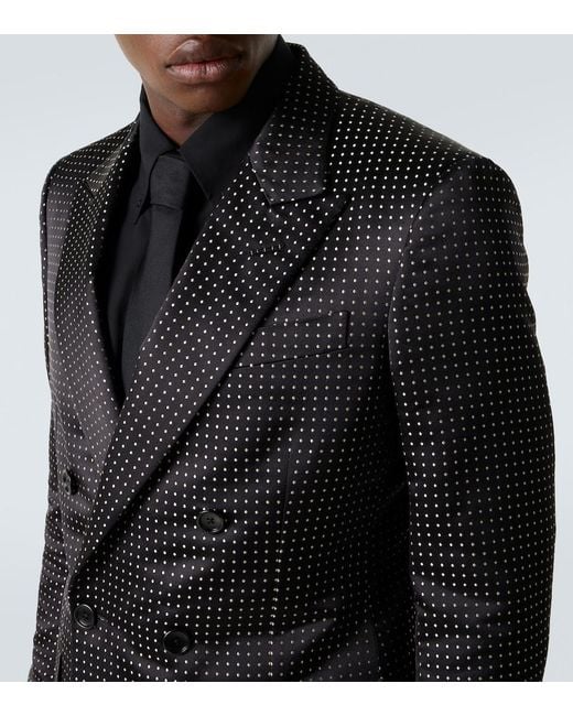 Tom Ford Black Polka-Dot Silk Satin Suit Jacket for men