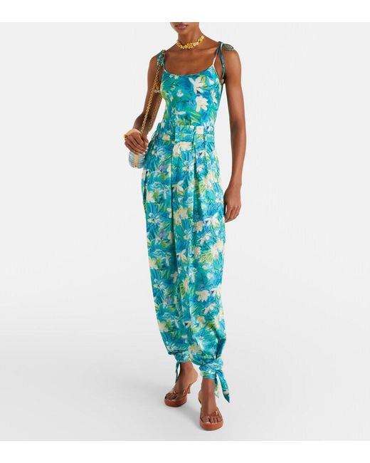 Chloé Blue Floral Silk Balloon Pants