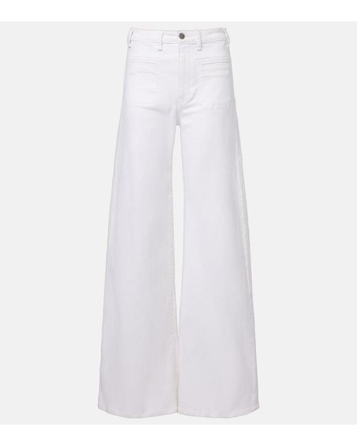 Khaite White Delmonico High-Rise Wide-Leg Jeans