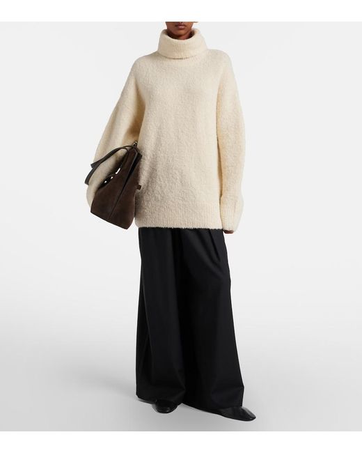 Totême Black Wool Wide-Leg Pants