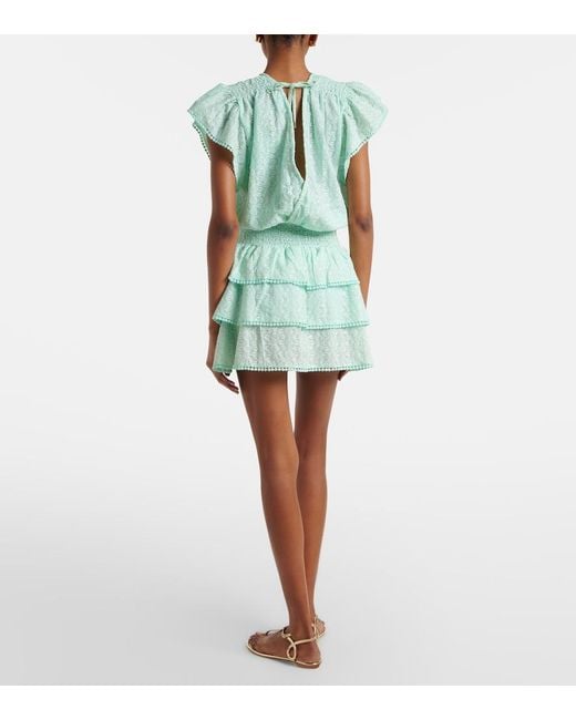 Melissa Odabash Green Jess Embroidered Cotton Minidress