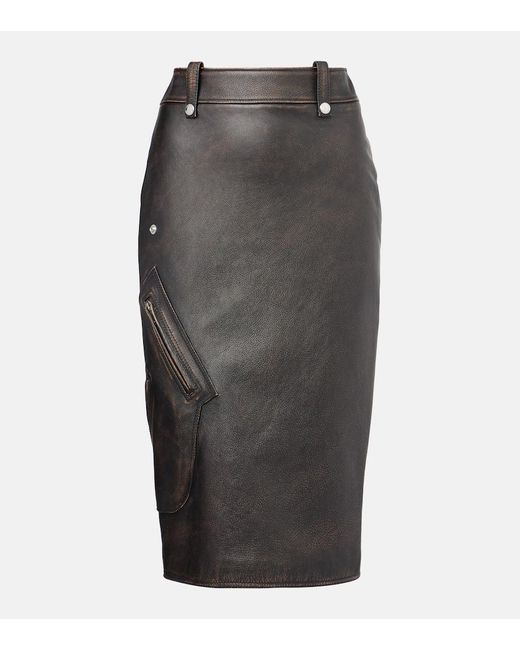 Alexander McQueen Gray Bleistiftrock Aus Leder